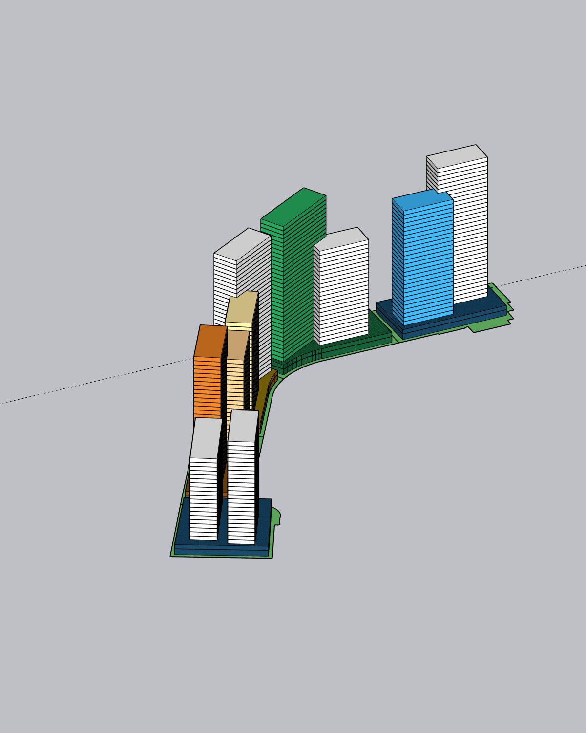 Phương án Sun Strata — 5 lô, 10 khối tháp, tổng 289.896 m² sàn