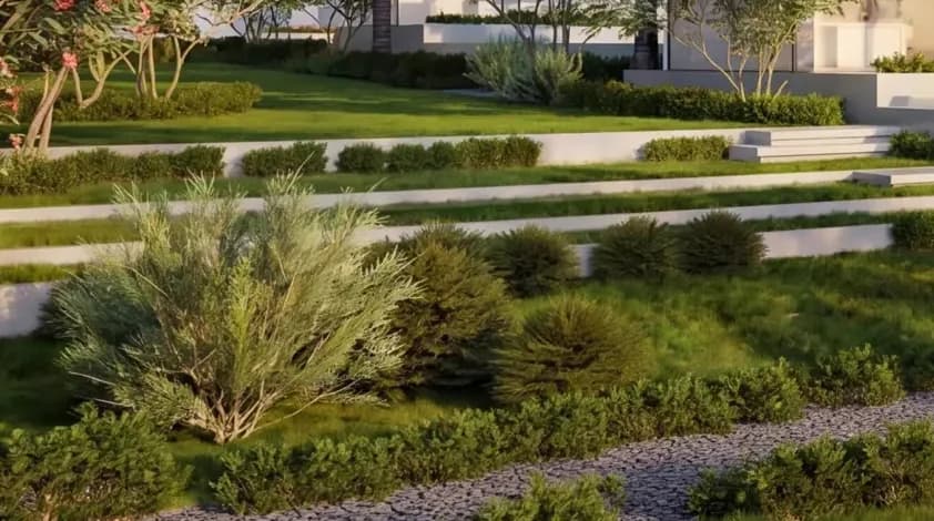An architectural render before and after the AI assistant edited a selection — Before