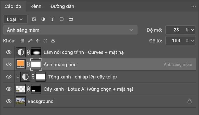 The Lotuz Studio AI layers panel with blend mode, masks, clipping mask and opacity