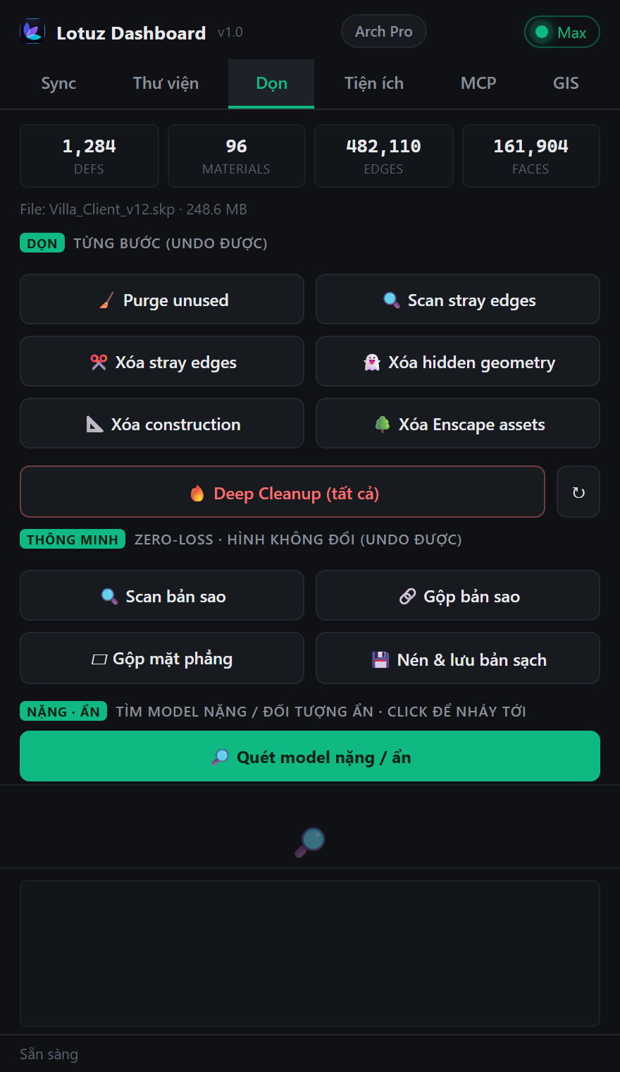 Suite Dashboard — cùng cửa sổ quản lý