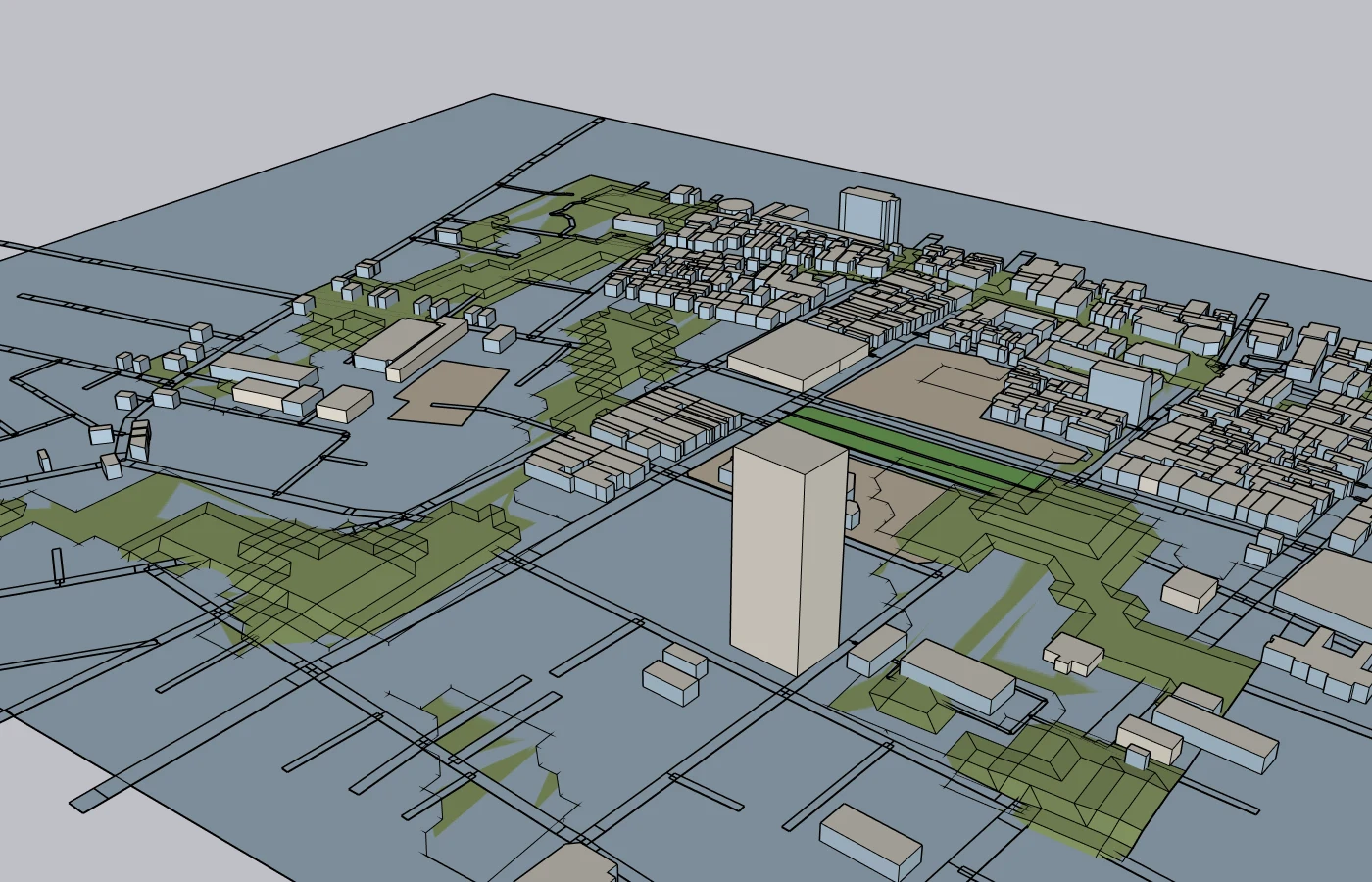 The same area on flat colour — faster to import, lighter file