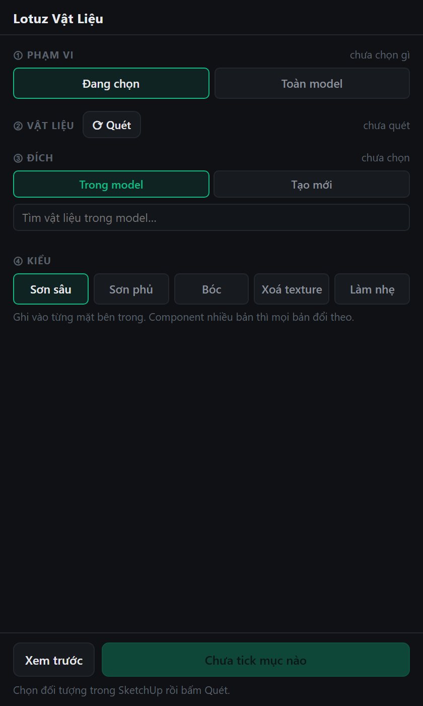 Lotuz Material panel — cùng suite Arch