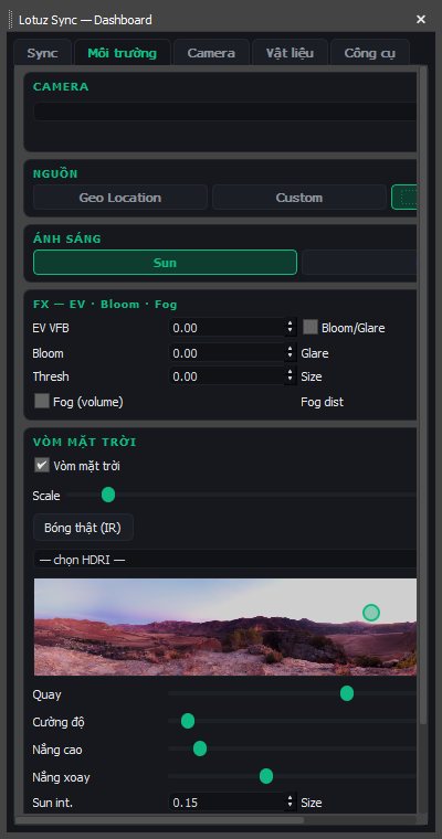 Tab Environment 3ds Max — HDRI / Sun (UI shot thật)