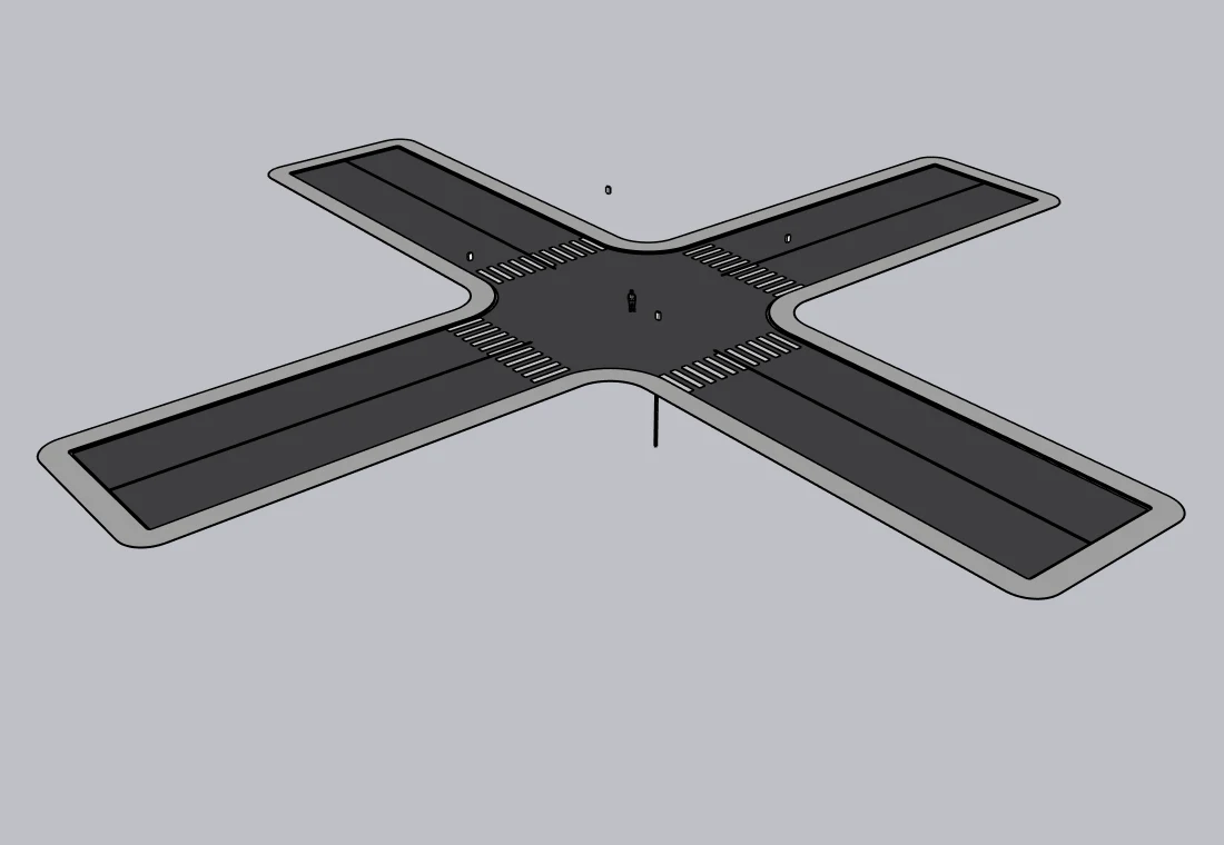 Roads with junctions, markings and sidewalks